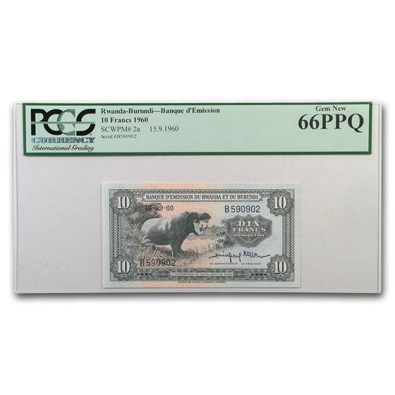 1960 Kingdom of Rwanda 10 Francs Gem CU-66 PPQ PCGS 1960 Kingdom of Rwanda 10 Francs Gem CU-66 PPQ PCGS